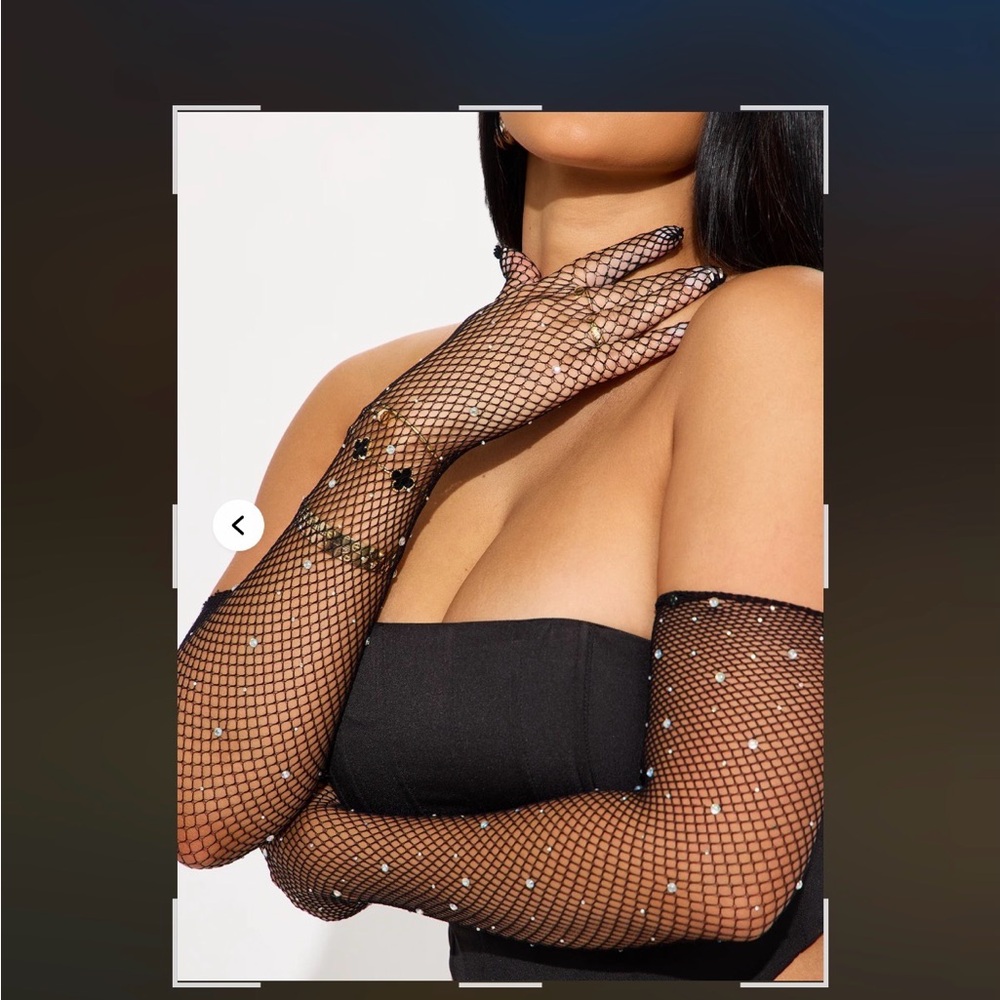 Fashion Nova Black Mesh Gloves with Star Accents